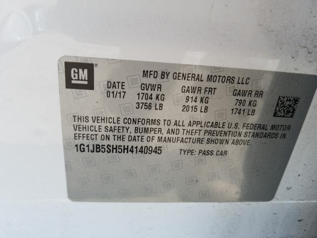 Photo 9 VIN: 1G1JB5SH5H4140945 - CHEVROLET SONIC LS 