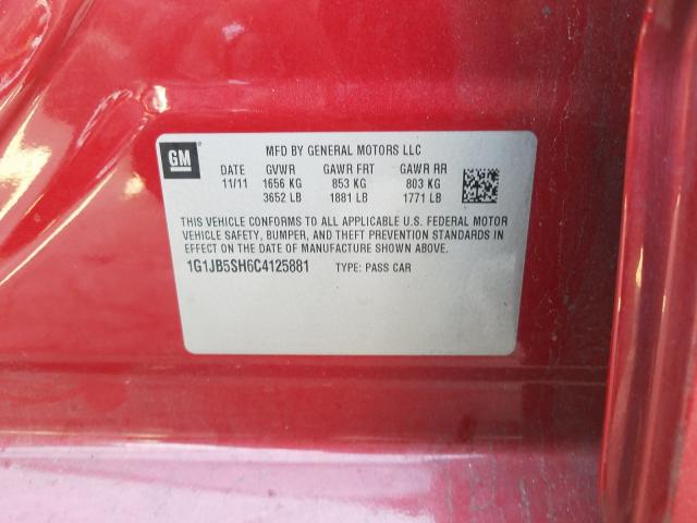 Photo 9 VIN: 1G1JB5SH6C4125881 - CHEVROLET SONIC LS 