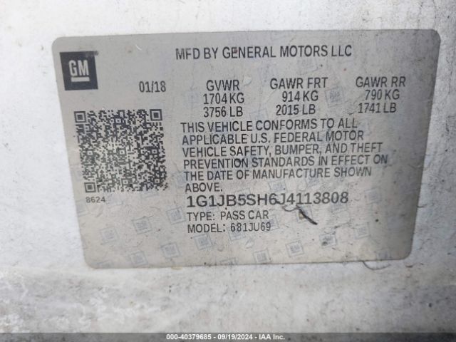 Photo 8 VIN: 1G1JB5SH6J4113808 - CHEVROLET SONIC 