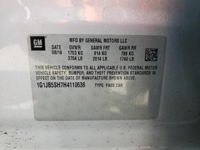 Photo 11 VIN: 1G1JB5SH7H4110636 - CHEVROLET SONIC LS 