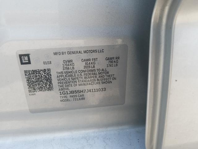 Photo 9 VIN: 1G1JB5SH7J4111033 - CHEVROLET SONIC LS 