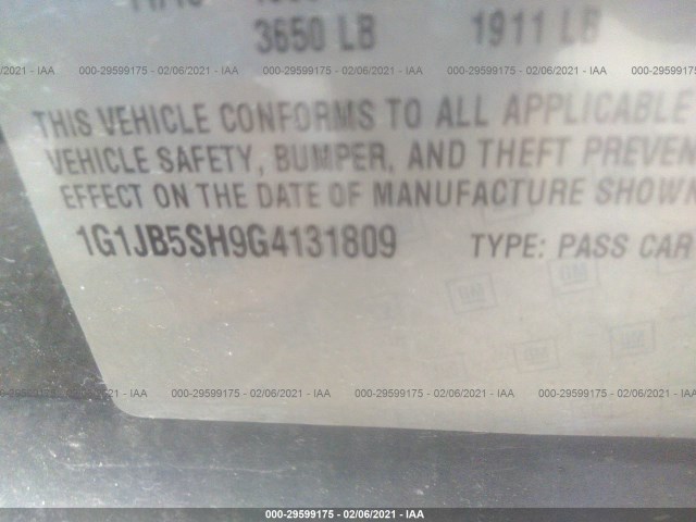 Photo 8 VIN: 1G1JB5SH9G4131809 - CHEVROLET SONIC 