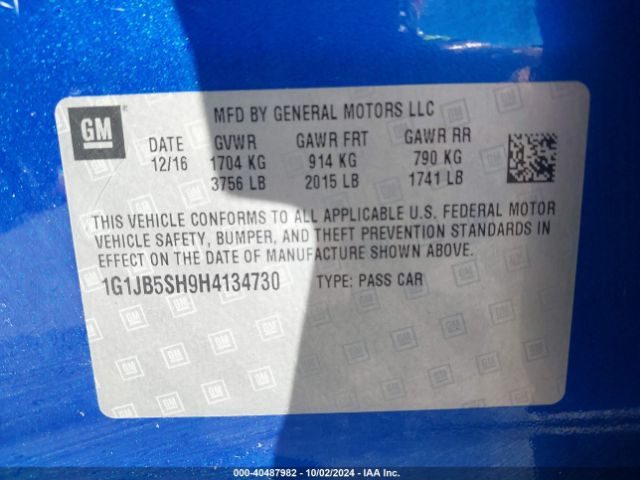 Photo 8 VIN: 1G1JB5SH9H4134730 - CHEVROLET SONIC 