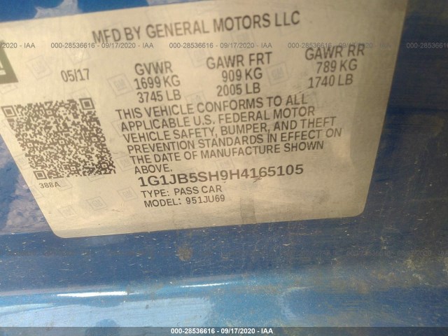 Photo 8 VIN: 1G1JB5SH9H4165105 - CHEVROLET SONIC 