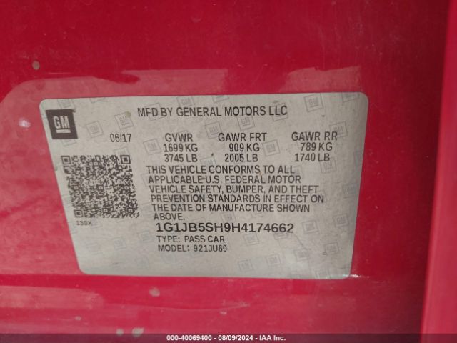 Photo 8 VIN: 1G1JB5SH9H4174662 - CHEVROLET SONIC 