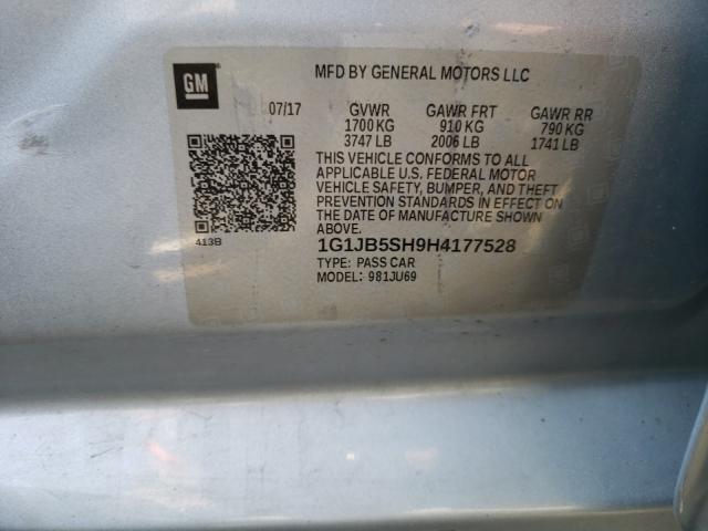 Photo 9 VIN: 1G1JB5SH9H4177528 - CHEVROLET SONIC LS 