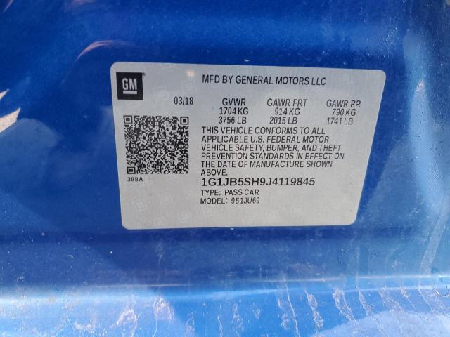 Photo 11 VIN: 1G1JB5SH9J4119845 - CHEVROLET SONIC 