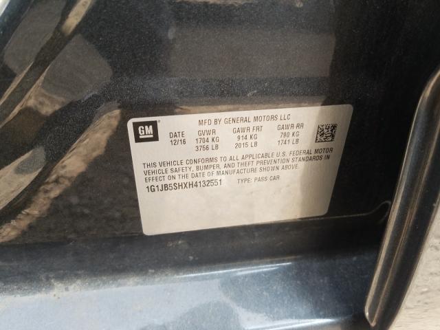 Photo 9 VIN: 1G1JB5SHXH4132551 - CHEVROLET SONIC LS 