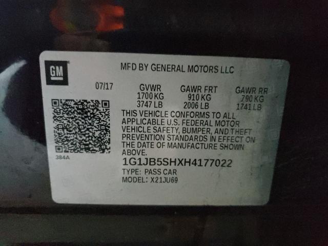 Photo 9 VIN: 1G1JB5SHXH4177022 - CHEVROLET SONIC LS 