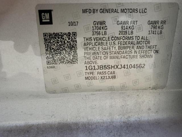 Photo 11 VIN: 1G1JB5SHXJ4104562 - CHEVROLET SONIC LS 