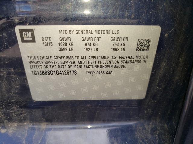 Photo 9 VIN: 1G1JB6SG1G4126178 - CHEVROLET SONIC LS 