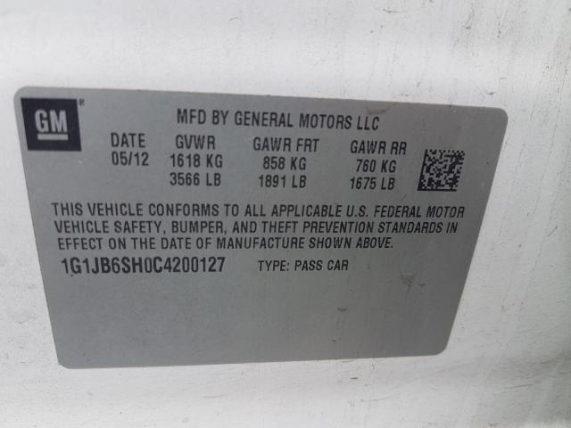 Photo 9 VIN: 1G1JB6SH0C4200127 - CHEVROLET SONIC LS 