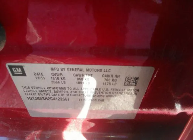 Photo 8 VIN: 1G1JB6SH3C4122667 - CHEVROLET SONIC 