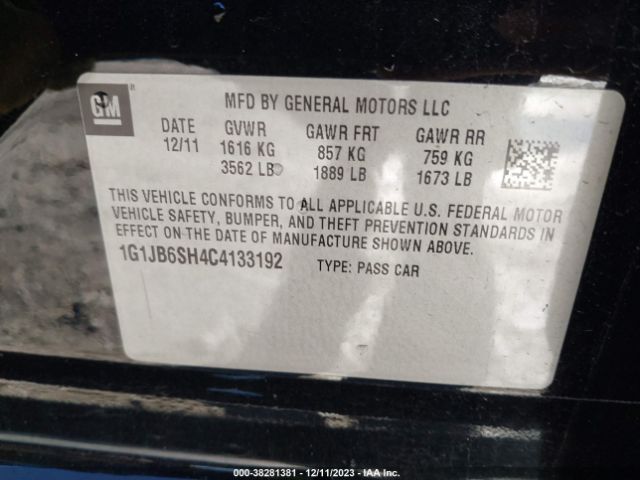 Photo 8 VIN: 1G1JB6SH4C4133192 - CHEVROLET SONIC 