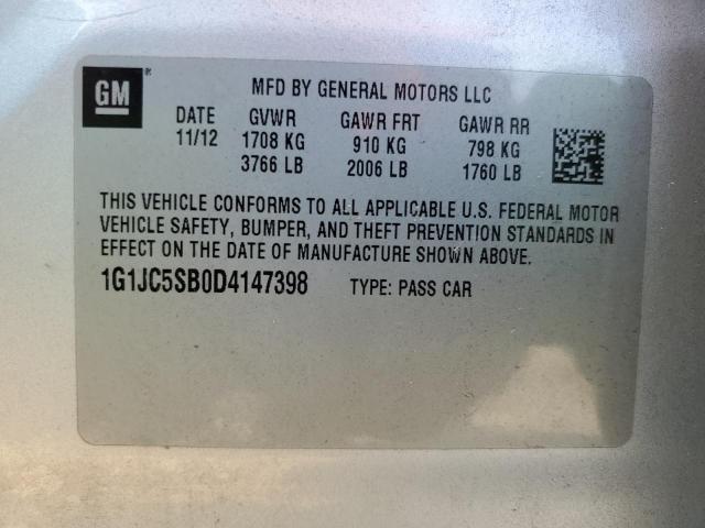 Photo 11 VIN: 1G1JC5SB0D4147398 - CHEVROLET SONIC LT 