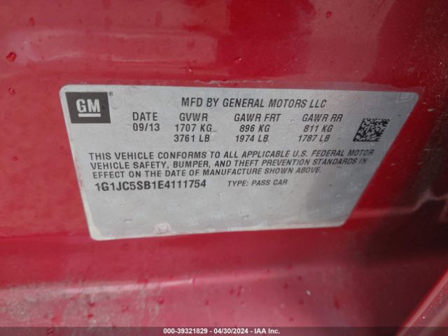 Photo 8 VIN: 1G1JC5SB1E4111754 - CHEVROLET SONIC 