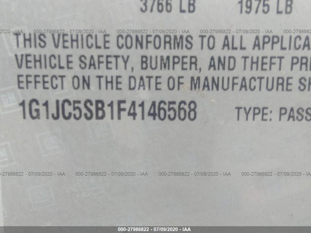 Photo 8 VIN: 1G1JC5SB1F4146568 - CHEVROLET SONIC 