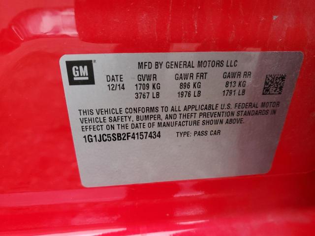 Photo 11 VIN: 1G1JC5SB2F4157434 - CHEVROLET SONIC LT 