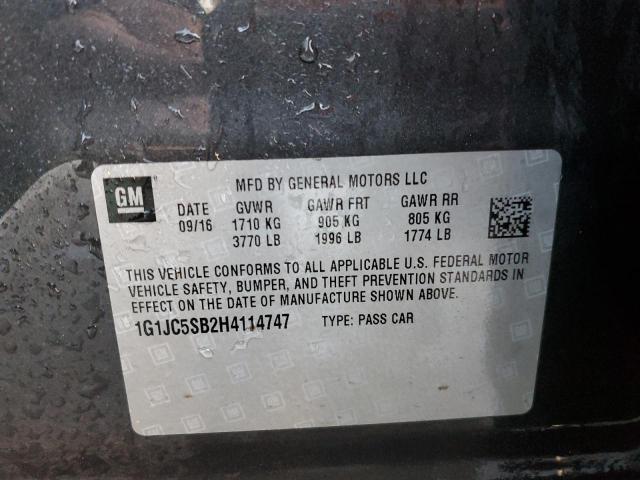 Photo 12 VIN: 1G1JC5SB2H4114747 - CHEVROLET SONIC 