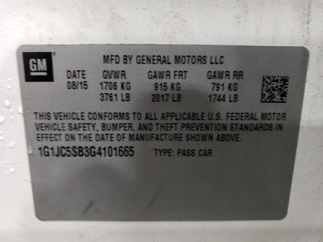 Photo 12 VIN: 1G1JC5SB3G4101665 - CHEVROLET SONIC LT 