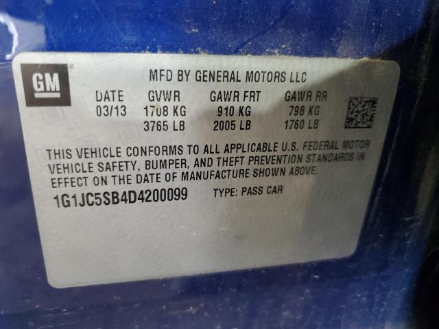 Photo 11 VIN: 1G1JC5SB4D4200099 - CHEVROLET SONIC LT 