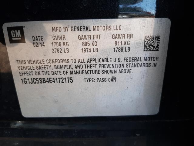 Photo 9 VIN: 1G1JC5SB4E4172175 - CHEVROLET SONIC LT 