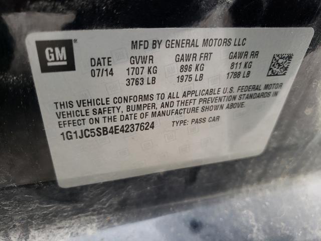 Photo 9 VIN: 1G1JC5SB4E4237624 - CHEVROLET SONIC LT 