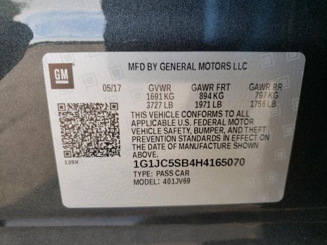 Photo 9 VIN: 1G1JC5SB4H4165070 - CHEVROLET SONIC LT 