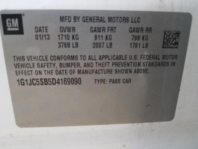 Photo 9 VIN: 1G1JC5SB5D4169090 - CHEVROLET SONIC LT 