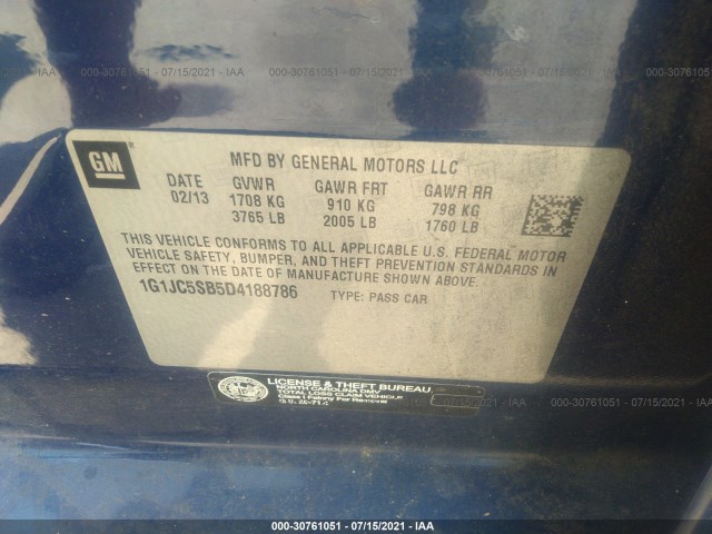 Photo 8 VIN: 1G1JC5SB5D4188786 - CHEVROLET SONIC 