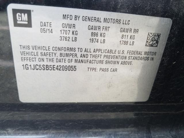 Photo 9 VIN: 1G1JC5SB5E4209055 - CHEVROLET SONIC LT 