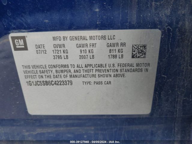 Photo 8 VIN: 1G1JC5SB6C4223379 - CHEVROLET SONIC 