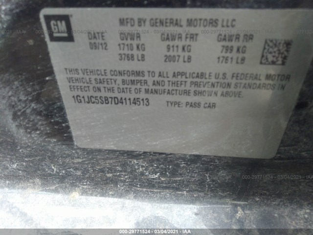 Photo 8 VIN: 1G1JC5SB7D4114513 - CHEVROLET SONIC 