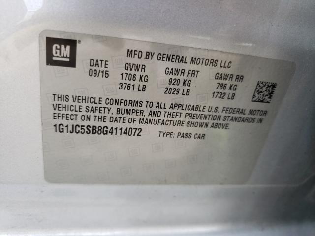 Photo 9 VIN: 1G1JC5SB8G4114072 - CHEVROLET SONIC LT 