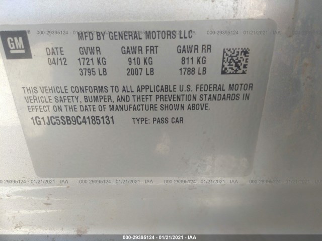 Photo 8 VIN: 1G1JC5SB9C4185131 - CHEVROLET SONIC 