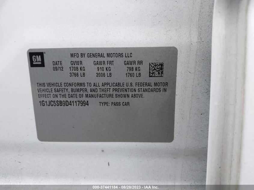 Photo 8 VIN: 1G1JC5SB9D4117994 - CHEVROLET SONIC 