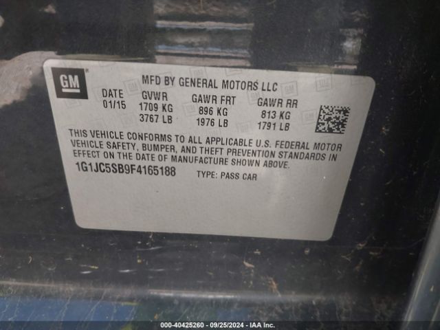 Photo 8 VIN: 1G1JC5SB9F4165188 - CHEVROLET SONIC 