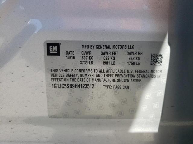 Photo 9 VIN: 1G1JC5SB9H4123512 - CHEVROLET SONIC LT 