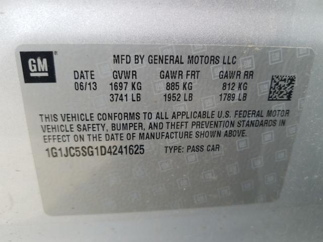 Photo 9 VIN: 1G1JC5SG1D4241625 - CHEVROLET SONIC LT 