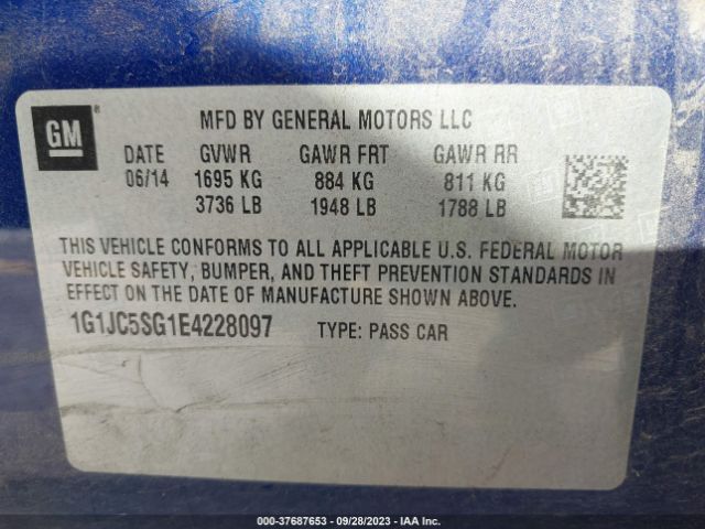 Photo 8 VIN: 1G1JC5SG1E4228097 - CHEVROLET SONIC 