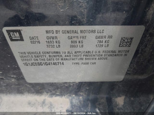 Photo 8 VIN: 1G1JC5SG1G4146714 - CHEVROLET SONIC 