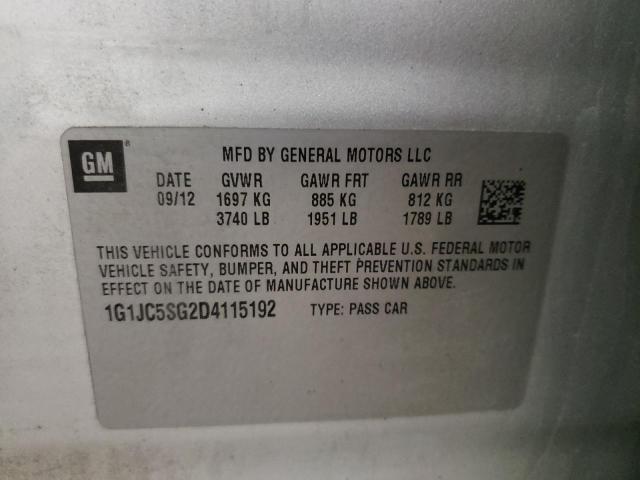 Photo 9 VIN: 1G1JC5SG2D4115192 - CHEVROLET SONIC LT 