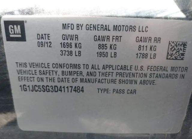 Photo 8 VIN: 1G1JC5SG3D4117484 - CHEVROLET SONIC 