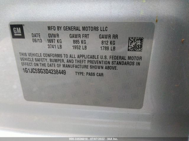 Photo 8 VIN: 1G1JC5SG3D4238449 - CHEVROLET SONIC 