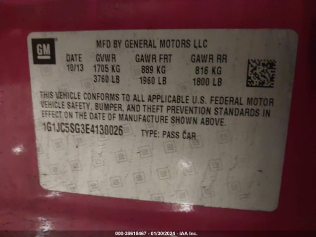 Photo 8 VIN: 1G1JC5SG3E4130026 - CHEVROLET SONIC 