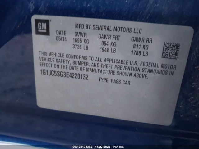 Photo 8 VIN: 1G1JC5SG3E4220132 - CHEVROLET SONIC 