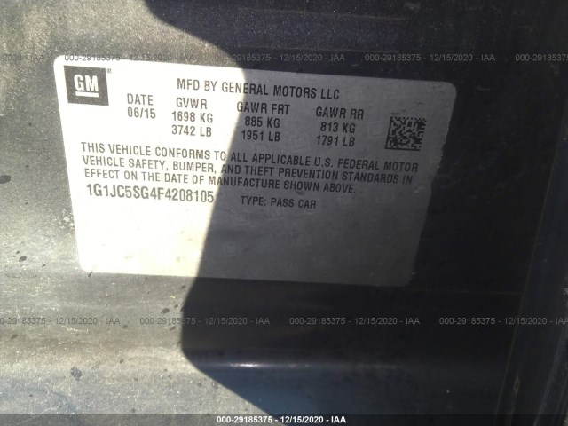 Photo 8 VIN: 1G1JC5SG4F4208105 - CHEVROLET SONIC 