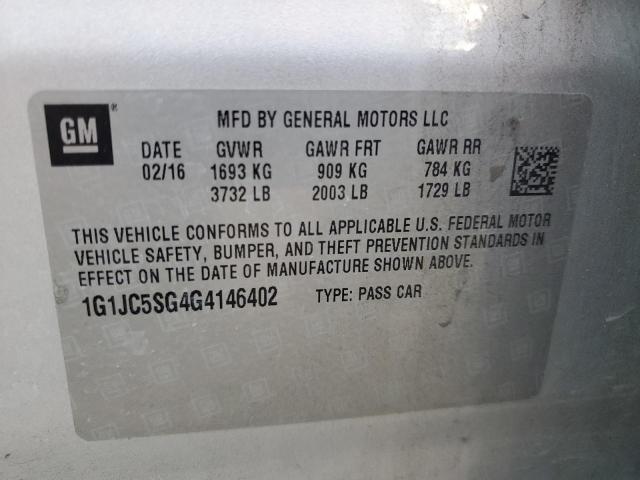 Photo 11 VIN: 1G1JC5SG4G4146402 - CHEVROLET SONIC LT 