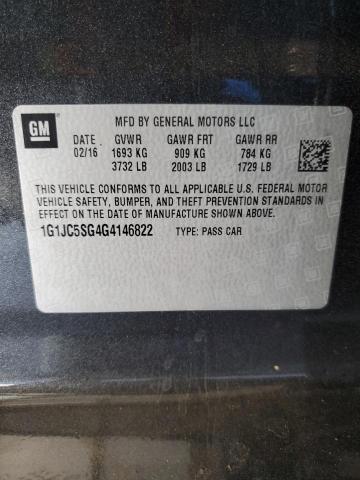 Photo 12 VIN: 1G1JC5SG4G4146822 - CHEVROLET SONIC LT 