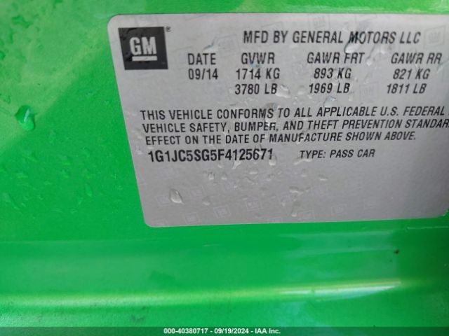 Photo 8 VIN: 1G1JC5SG5F4125671 - CHEVROLET SONIC 